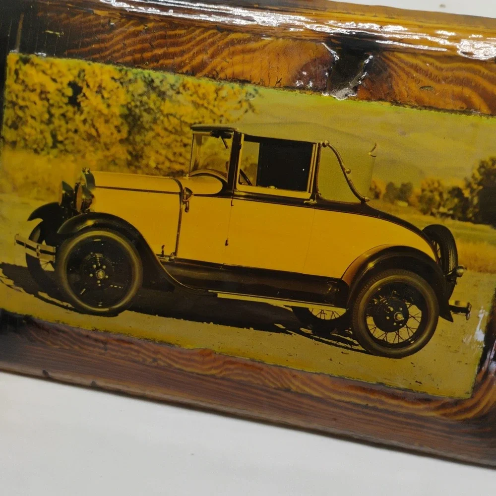 Vintage Pinheiro Crafts 1929 Ford Cabriolet Car Wooden Wall Hanging Plaque Sign